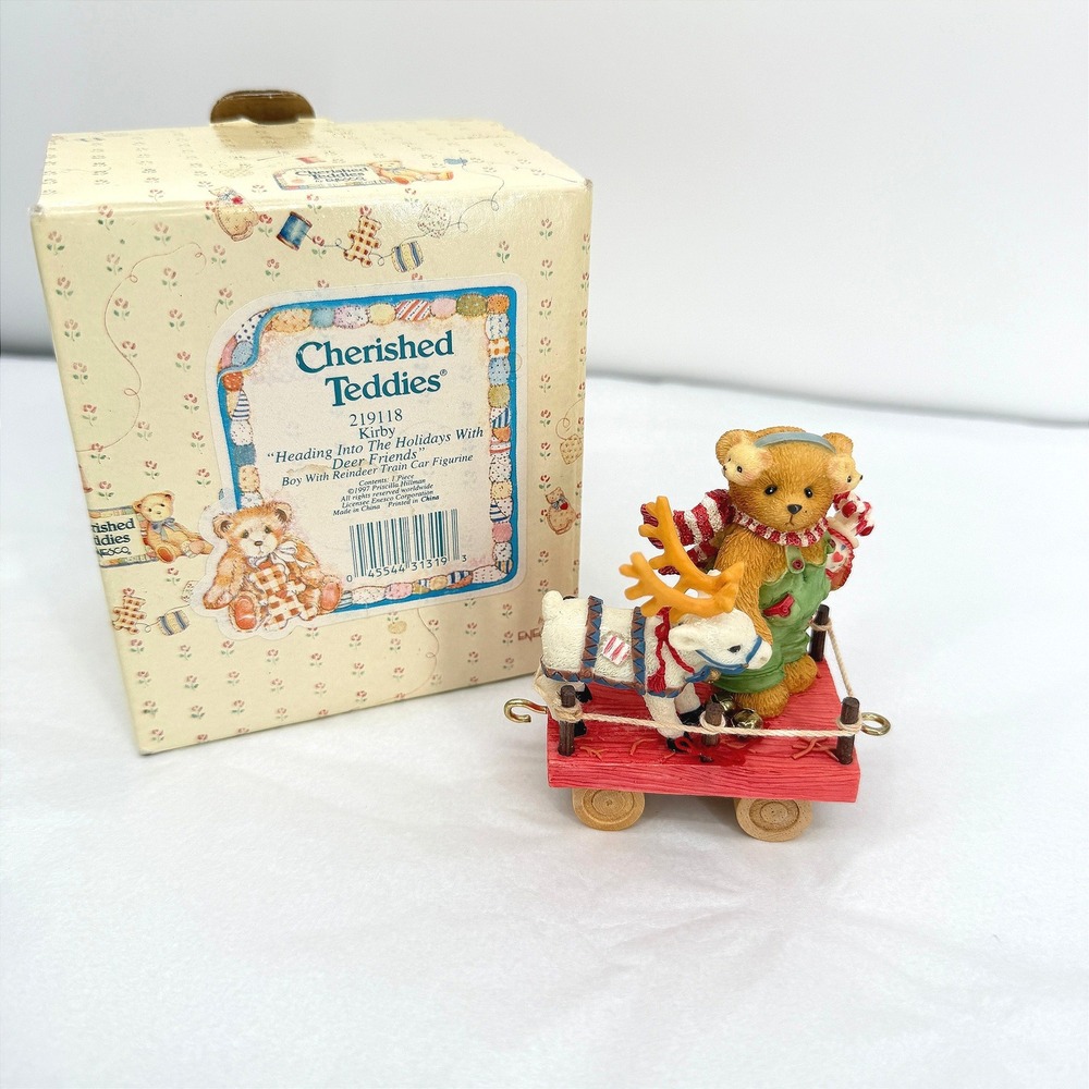 Cherished Teddies 219118 Kirby Heading Into The Holidays With Deer Friends Train